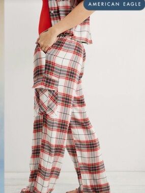 American Eagle Outfitters Aerie Flannel Cargo Skater Pajama Pant Red Plaid XS
